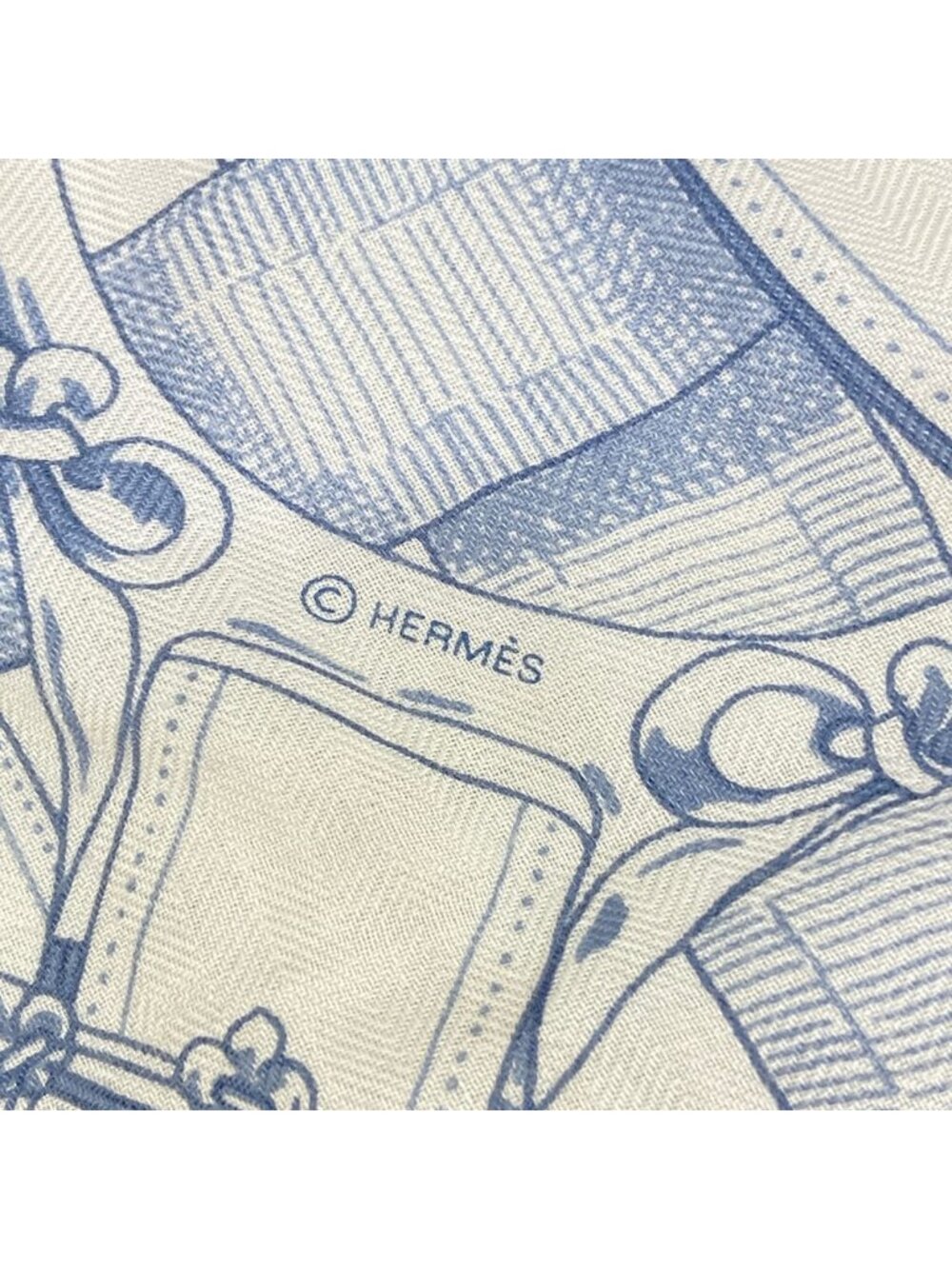 Hermes Shawl Carre 140 Ivory Navy Multi Cavalcadour Floral Pattern Cashmere - Picture 5 of 9